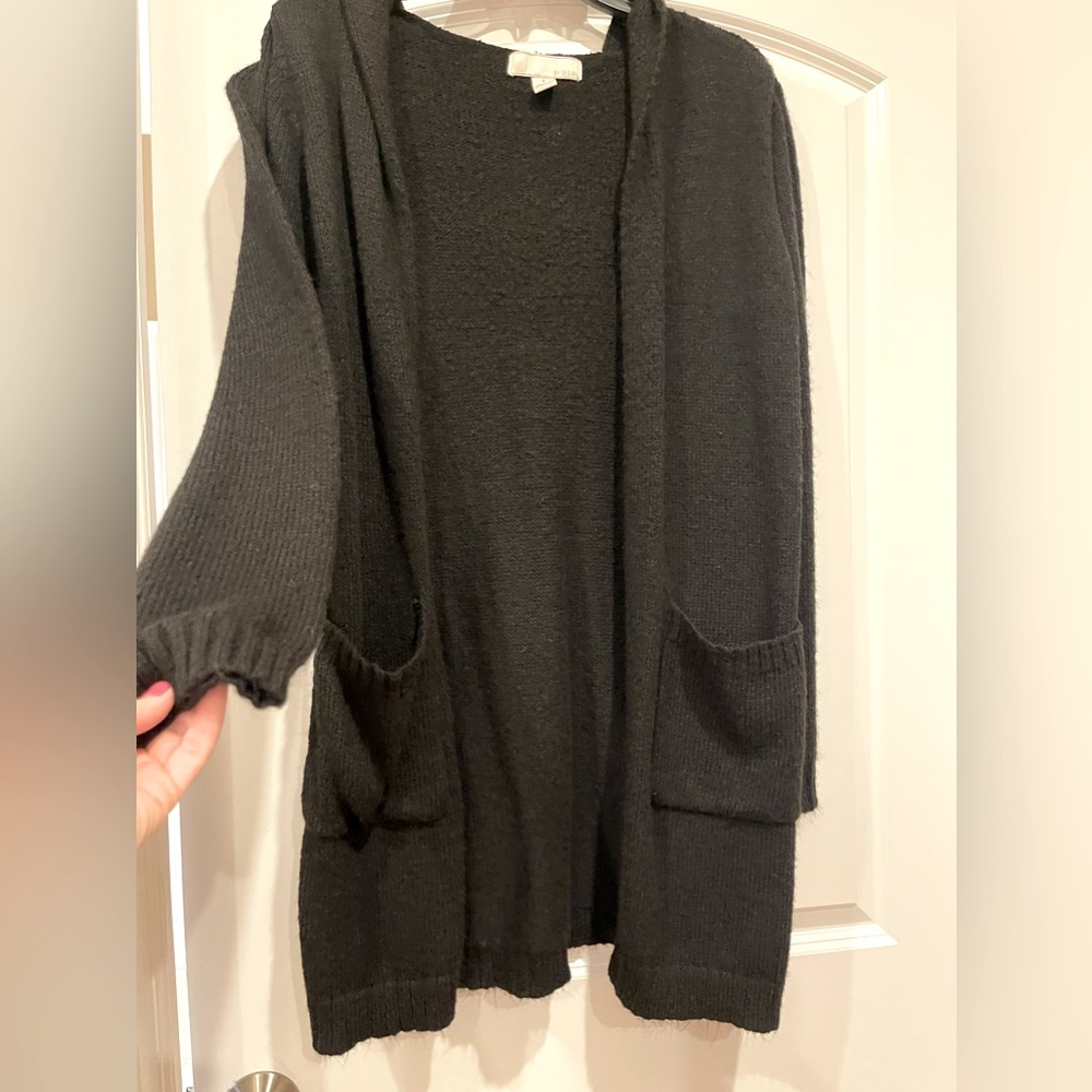 Brand New black sweater cardigan with a hood Size Small